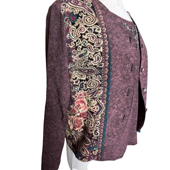 CL Carroll Little Petite Jacket Blouse Set 2P Dots Paisley Boho Career Y2K - Picture 10 of 16